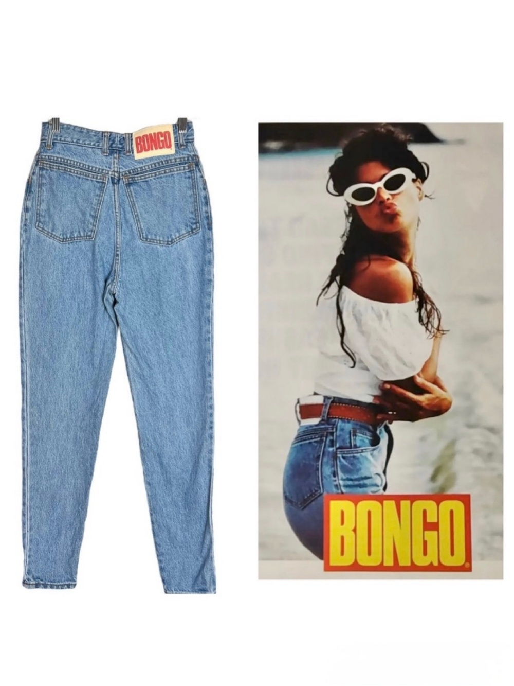 Iconic Rare 90s classic blue denim jeans by Bongo Gene Montesano Made in the USA